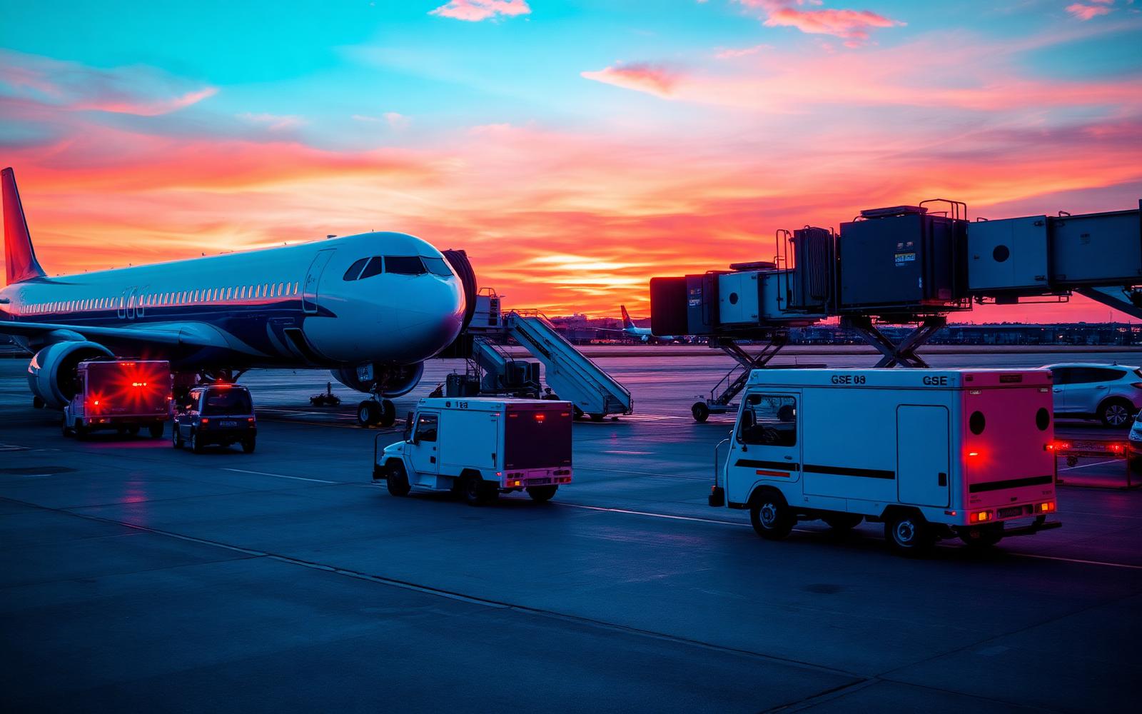 Ground support equipment on tarmac